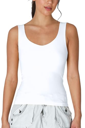 NIKIBIKI Women Seamless Clean Line Sweet Heart Tank Top, Made in U.S.A, One Size (White)