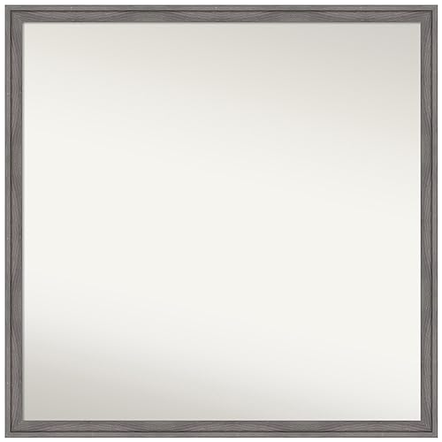 Amanti Art Grey Bathroom Mirror for Over Sink, 28x28 Florence Grey Square Vanity Mirror, Large Casual Frame, Hangs Horizonally and Vertically, Bathroom Wall Decor, Non-Beveled Edge