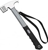 TMV24® Zelthammer mit Heringsauszieher - Campinghammer mit Handschlaufe - Praktischer Robuster Hering Camping Hammer zum Zelten & Heringe Herausziehen - Ideal für Zelt, Hartboden & Outdoor, GRAU