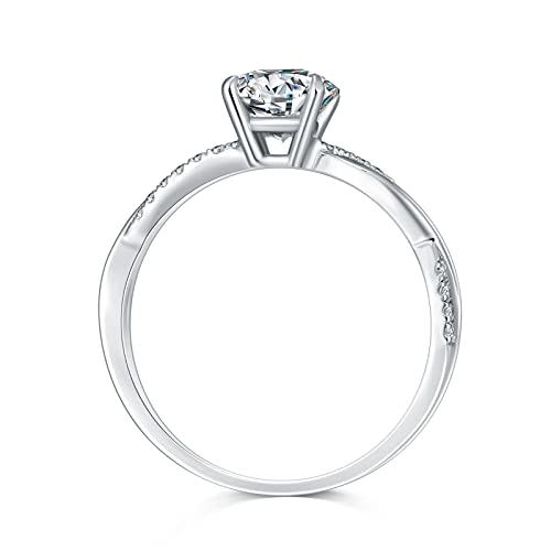 1.16 Carat (Ctw) Moissanite Engagement Rings For Women Platinum Plated Silver Ring Moissanite Rings-3.5 #TOP1
