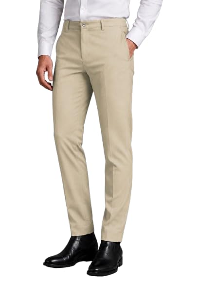 sognare Men's 4-Way Stretchable Premium Formal Trousers || Textured Ultra-Comfort Easy Care Fabric || Modern Tailored Slim Fit Chinos for Work, Weekend & Everyday Comfort-picture-37