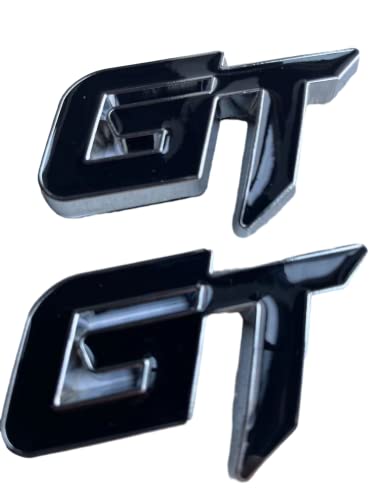 Image of 2 PCS Metal GT Car Emblem Sticker Badge for Vehicle Truck Front Fenders Bumper Side Window Trunk Boot Tailgatel (Silver Black)