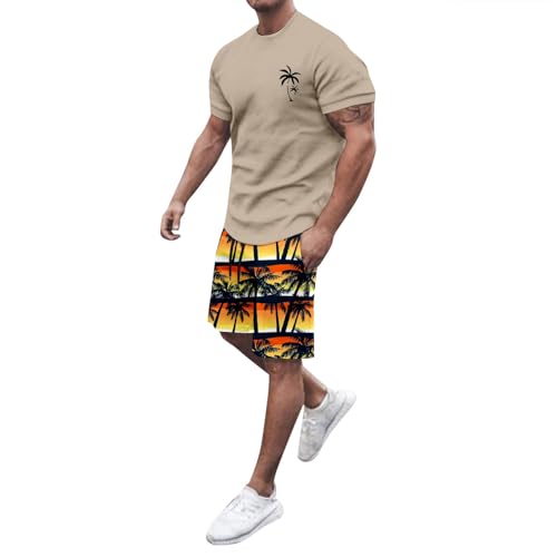 Ensemble deux pièces homme short et t-shirt manches courtes khaki M