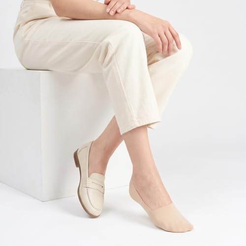 Image of floconssy No Show Socks Womens Nylon Non Slip Low Cut Invisible Liner Footies Thin Silk Socks for Flats Loafers 6 Pairs