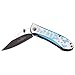 Femme Fatale – Spring Assisted Open Folding Pocket Knife – Black/Satin Finish Stainless Steel Blade, Blue/Silver Aluminum Handle w/ Butterflies, Pocket Clip, EDC, Self Defense – FF-A010LB