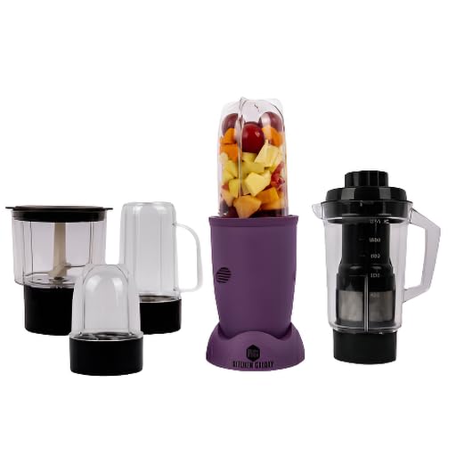 Kitchen Galaxy Bullet Mixer Grinder - 3 Jar Model + Chopper Jar + Juicer Jar,Matte Series,Plum Purple Color,Powerful 400W 22000RPM motor,Full Copper winding,SS blades,2.5 Years warranty
