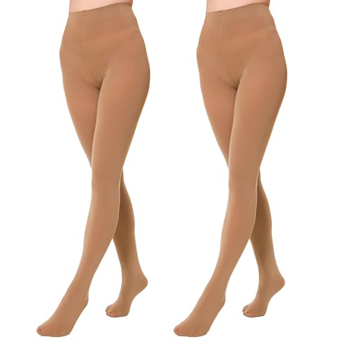 EVERSWE 2 Pairs Womens Microfiber Opaque Tights (XXL-3XL Dark Skin)