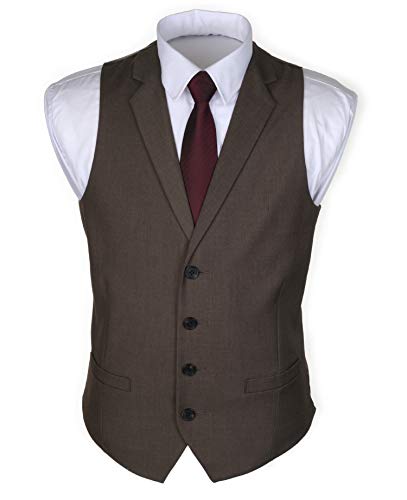 Ruth&Boaz Men's 2Pockets 4Buttons Business Tailored Collar Suit Waistcoat (M, Brown) Cover