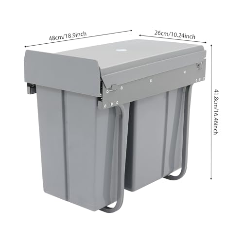 Caneca de basura extraíble doble 30L para cocina gris miniatura 5