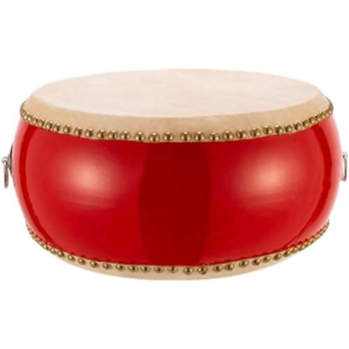 Mearrineser 小太鼓 バチ ストラップ セット カラオケ 宴会 応援 パーティー イベント 太鼓 練習 グッズ 牛革小さなドラム インチ子供のおもちゃ早期教育ゴングとドラム幼稚園パフォーマンス屋台ホールドラム打楽器 (26cm)