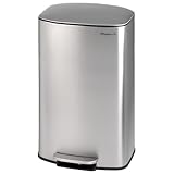 MAGMALIFE Bote de Basura Smart Step 50L Rectangular de Pedal con Tapa,Cierre y Apertura Suave, Filtro Anti-olor, Acero...