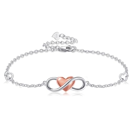 Pulsera de plata de ley 925 apilable para mujer con dijes amuleto