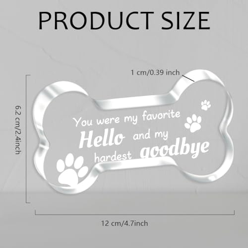 SUPERDANT Gedenkgeschenke Für Den Verlust Eines Hundes Acryltafel In Knochenform 12x6.2x1cm Gedenkornament Haustiere Andenken An Den Hund Beileidsgeschenk Für Schlafzimmer Wohnzimmer Schreibtisch