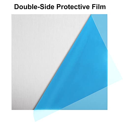 6 Pack 5052 Aluminum Plate 12”x12”x1/64”(0.02”) Aluminum Sheet Thin Metal Plate Covered with Protective Film, Finely Polished and Deburred, Metal Sheet for Crafting, Industry