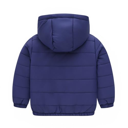 EnJoCho Boys Girls Middle Kids Hooded With Pockets Solid Color Short Cotton Jacket Ski Jacket Girls (Navy, 5-6 Years)2