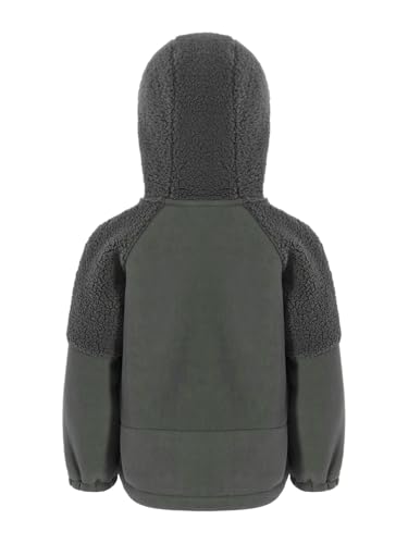 easyforever Kids Boys Winter Thick Fleece Hooded Jacket Long Sleeve Zipper Coat Drawstring Windproof Outerwear with Pockets4