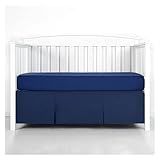 AYWTIUN Bettrock für Babybett Plissierter Kinderbettrock mit weißen Oberlaken for Jungen und Mädchen – Kinderzimmerbettwäsche for Kleinkinder, 35,6 cm hoch(Dark Blue,28 x 52 x14 inch)