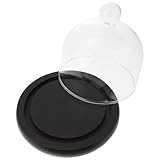 VANZACK Cúpula de Vidrio Transparente Base Negra para Micro Paisaje, Cubierta Protectora de Flores Preservadas, Decoración para Hogar y Exhibición de Figuras Pequeñas, 10x11 Cm