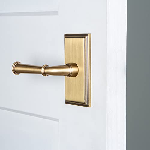 Image of Grandeur 823099 Carre Plate Dummy with Georgetown Lever in Vintage Brass