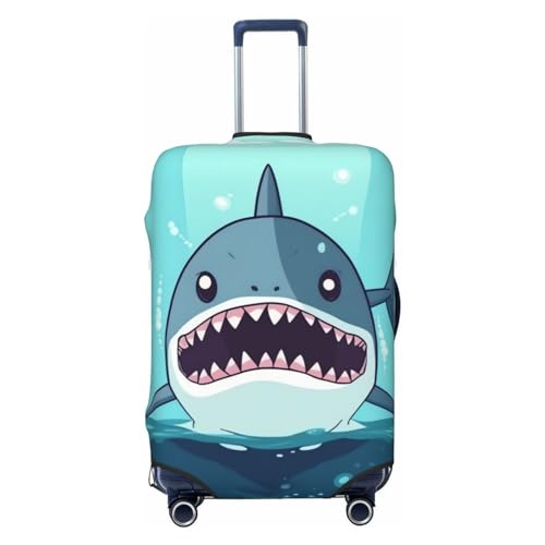 Travel Luggage Cover Cartoon shark floating in water Spandex Suitcase Protector Washable Baggage Covers Fashion Elastic Scratch-Resistant Luggage Cover Protector Fits 18-32 Inch Luggage