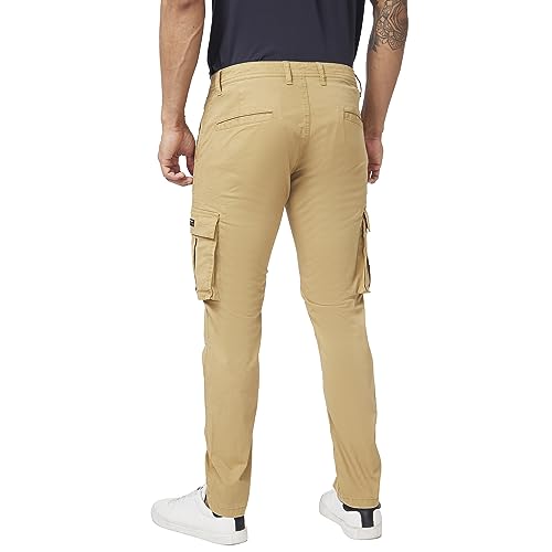 Image of Spykar Men Olive Green Cotton Slim Fit Ankle Length Mid Rise Trousers