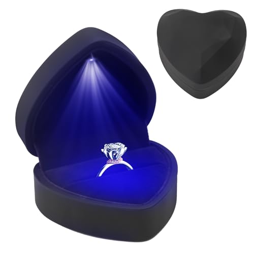 DAWRIS Ring Box with LED Light, Heart Shaped Ring Box, Creative D...