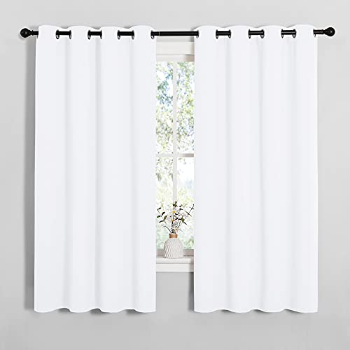 Image of NICETOWN Draperies Curtains Panels, Blocking Out 50% Sunlight Window Treatment Curtains, Small Window Drapes for Bedroom (2 Panels, 55 by 68, White)