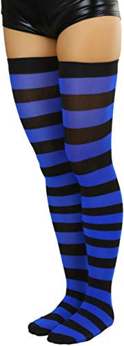 ToBeInStyle Women’s Vibrant Horizontal Wide Striped Thigh High Stockings3