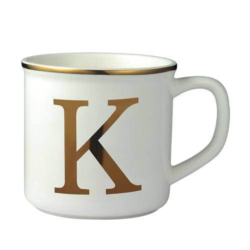 Miicol Ceramic Coffee Mug 16 oz, Monogram Coffee Cup, Golden Initial Tea Mug, Personalized Tea Cup, Unique Gift, Large Mug for Home, Office, Letter K