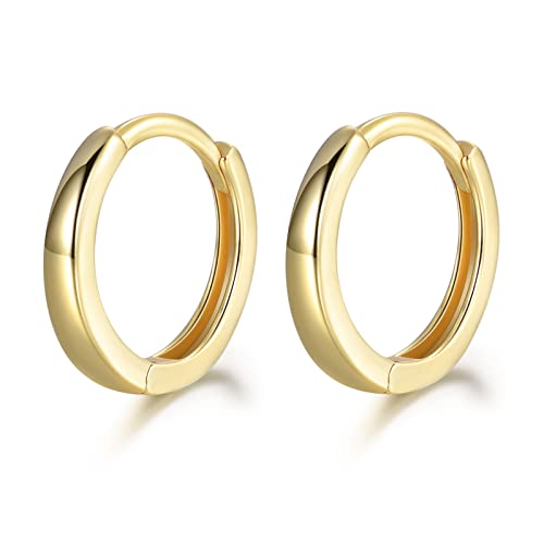 Masop Gold Hoop Earrings 14K Gold Plated 925 Sterling Silver Post Huggie Hoop Earrings Cartilage Hoop Earring Hypoallergenic Small Hoop Earrings For Women Mens Earrings Piercing Jewelry #TOP30