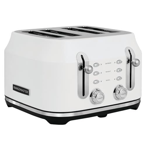 Rangemaster Classic Toaster with Extra-Wide Slots, 6 Browning Levels and 3 Auto-Settings in Matt White, RMCL4S304WH