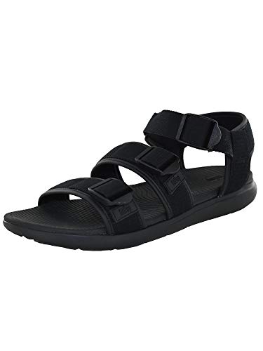FitFlop Mens Trey Back Strap Sandal Shoes, Black, US 12