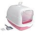 TTETTZ Hooded Cat Pet Enclosed Cat Toilet Litter Tray High Edge for Small Cats Pet Accessories, Pink