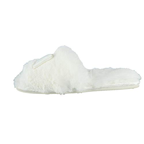 Faux Fur Bow Slippers with Rhinestones - Open Toe House Slides in Black (sizes Small to XLarge)2