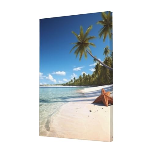 Peinture toile de cocotier décoration murale de plage cadre moderne 40x61