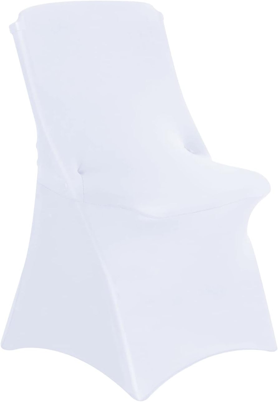 AZON White 10PCS Stretch Folding Spandex Chair Covers for Banquets, Weddings, Party and Celebration