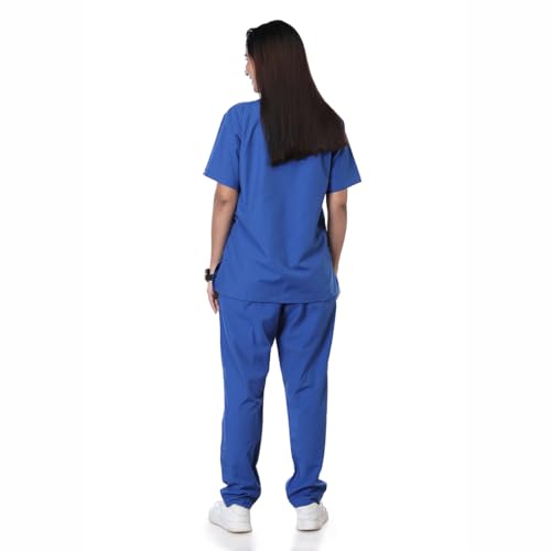 Image of Women's 5-Pocket Scrub Suit | Set of Top & Pant | Half Sleeves | Mandarin Collar | Breathable Polyviscose Fabric | Comfortable | Durable | Uniform for Doctors Nurse & Dentist RB 5XL