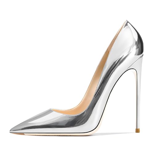 Image of Women's Pointed Toe Shallow Stiletto Heels 4.7 Inch Pumps Wedding Party Banquet Shoes