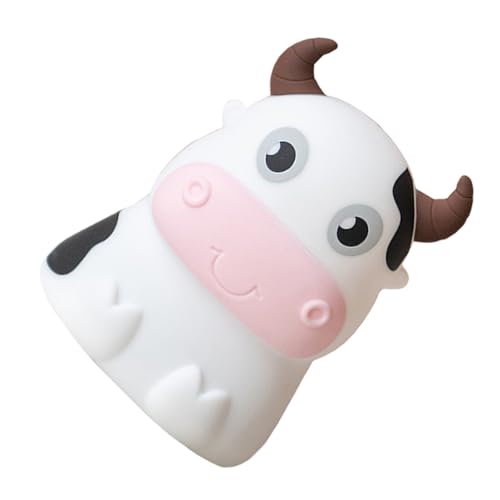 OUNONA Lámpara de Noche Forma de Vaca de Silicona Multicolor Luz Nocturna para Bebés Batería Incluida Sin Pilas Adecuado para Dormitorio Mesilla o Escritorio