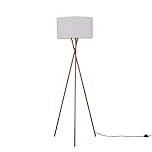 MiniSun | Modern Copper Metal Tripod Floor Lamp with a Pale Grey Shade | Floor Lamps & Torchieres, Home Décor & Improvement Essential | Includes 6W LED E27 Light Bulb with 3000K Colour Temperature