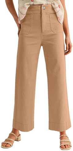 miduo Womens High Waisted Cropped Wide Leg Stretchy Straight Pant...