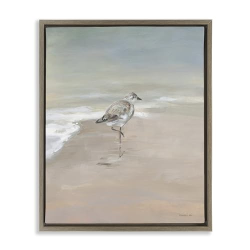 Sandpiper Nautical Shore Bird, 17 x 21 Inch Canvas in Floater Frame