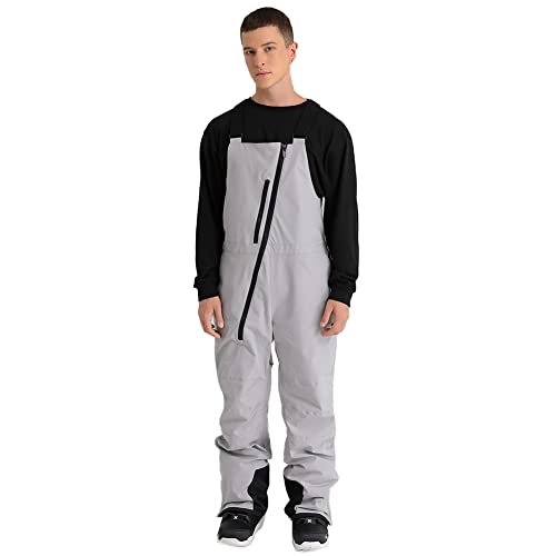 GS SNOWING Men's Snow Bibs Overalls Waterproof Insulated Snowboard Snowmobile Winter Warm Ski Pants Grey 2XL