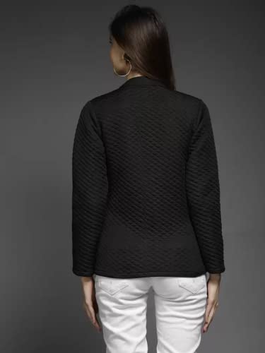 Image of Tandul Black Full Sleeve Solid Jacket for women Stylish Winter Wear Round Neck Jacket for Women & Girls, Zip closer
