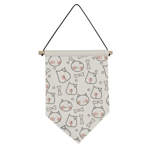Drapeau en toile chat et chien décoration murale suspendue B Protect Animal Love intérieur