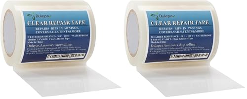 Image of Dulepax-Tent Repair Tape,Awning Repair Tape,Boat Covers Repair,RV Covers Repair Kit,Tarp Repair,Canvas Pctch Kit,Sail Tape Etc...1 Roll of 30FT x 2.9 inch (Pack of 2)