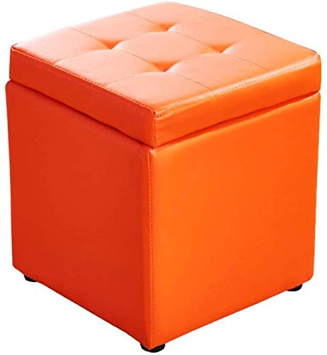 Taburete para reposar de piel sintética y banco de cubo organizador color negro