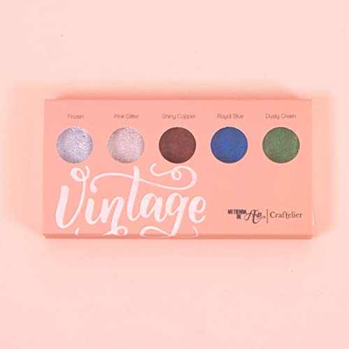 Craftelier - Set of 5 Vintage Metallic Watercolor Colours + Brush with Water Tank - Image 2