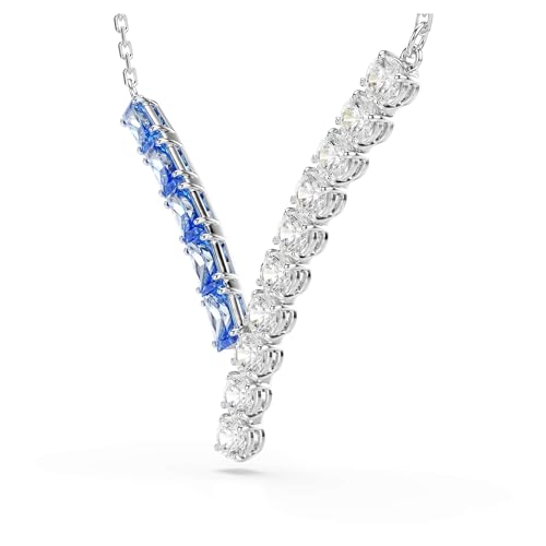 Swarovski Matrix pendant, Mixed cuts, Blue, Rhodium plated3