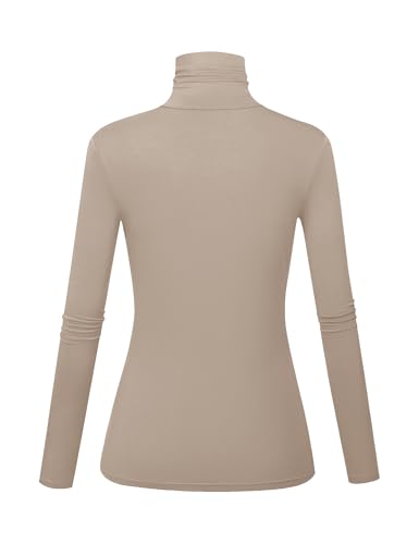 Image of Women's Long Sleeve Turtleneck Shirts Slim Fitted Lightweight Base Layer Casual Tops